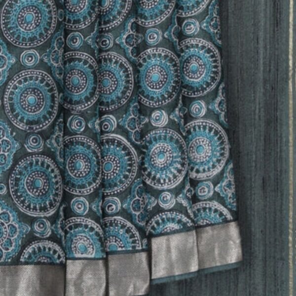 Linen Cream Embroidered Saree