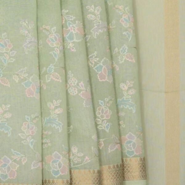 Linen Light Pista Green Saree