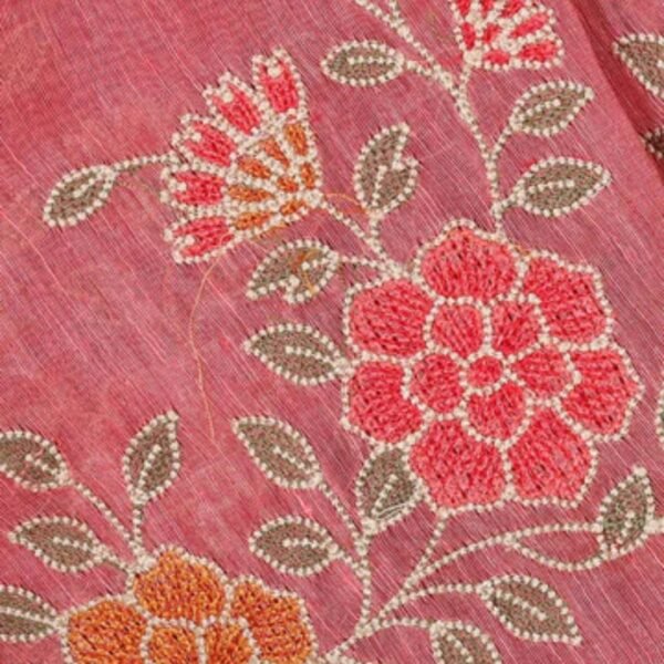 Linen Onion Pink Saree - Image 3