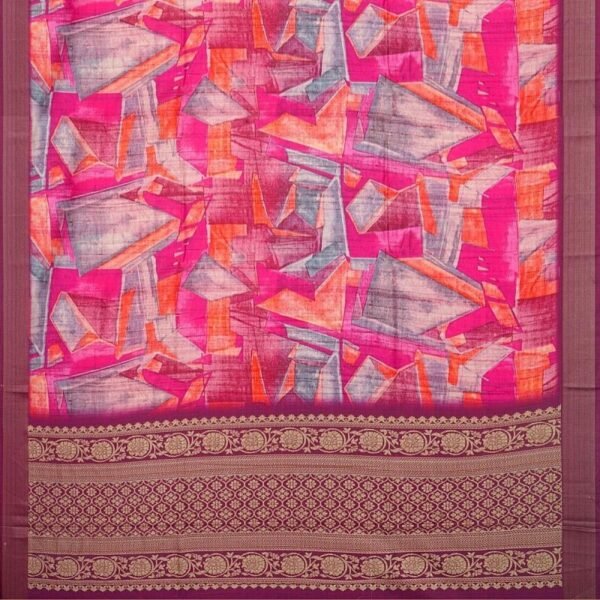 MULTI and DARK PINK DIGITAL PRINT SILK Saree with FANCY - Image 2