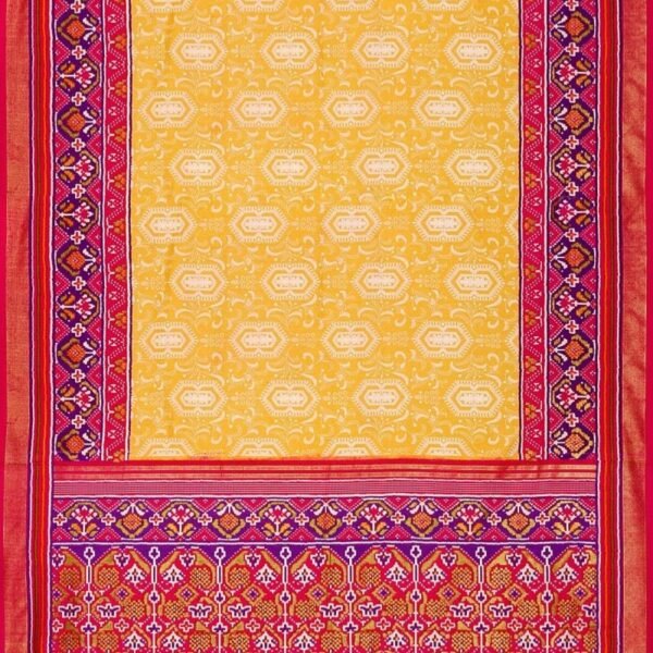 MUSTARD and DARK PINK DIGITAL PRINT SILK Saree with FANCY - Image 3