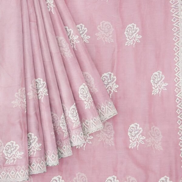 Matty Work Dark Onion Pink Saree - Image 2