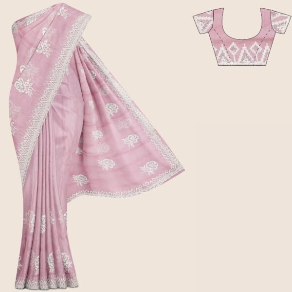 Matty Work Dark Onion Pink Saree