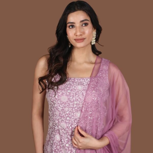 Mauve Chinnon Shararas Ghararas - Image 4