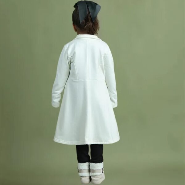 Mini & Ming Fleece Full Sleeves Solid Overcoat - Cream - Image 2