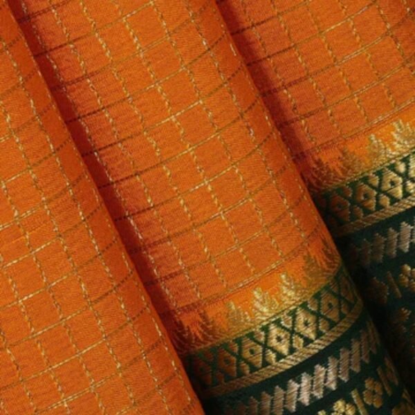 Mysore Binny Crepe Silk Mustard Orange Saree - Image 2