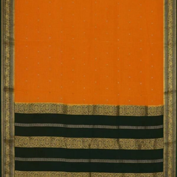 Mysore Binny Crepe Silk Mustard Orange Saree - Image 3