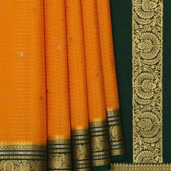 Mysore Binny Crepe Silk Mustard Orange Saree