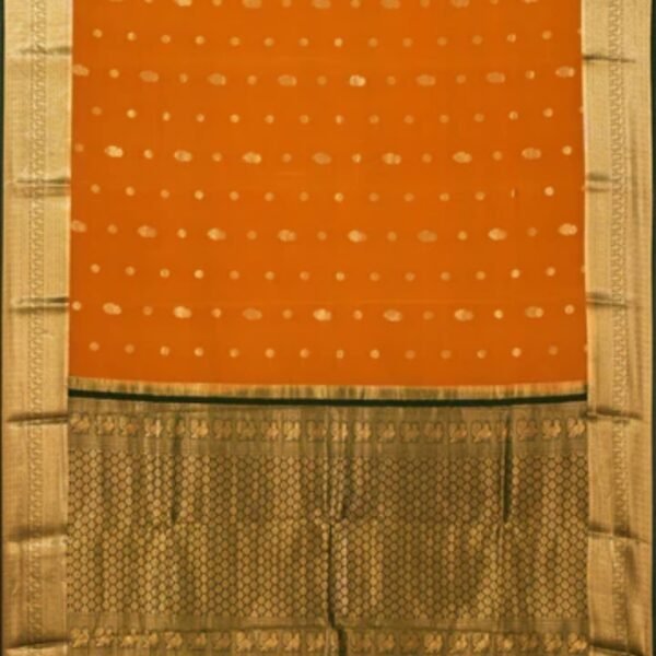 Mysore Binny Crepe Silk Mustard Saree - Image 3