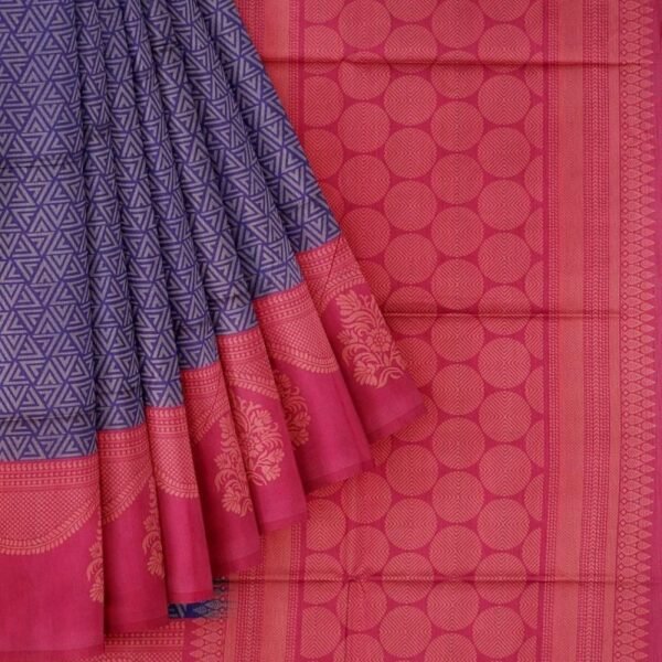 NAVY BLUE and PURPLE WOVEN DESIGN SILK Saree with FANCY - Image 2