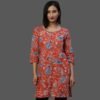 Navy Blue Floral Printed Short Kurti