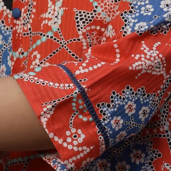 Navy Blue Floral Printed Short Kurti - Image 3