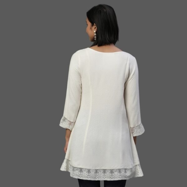Off-White A-line Western Textured Kurti - Image 2