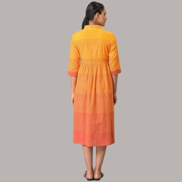 Orange Ombre Shirt Collar Summer Dress - Image 3