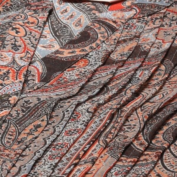 Peach & Blue Polyester Straight Printed Kurta - Image 2