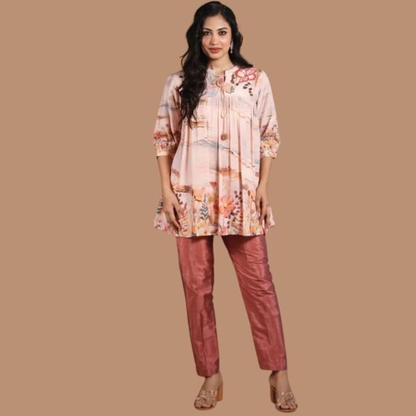 Peach Crepe Co-Ord Set with Top and Pant