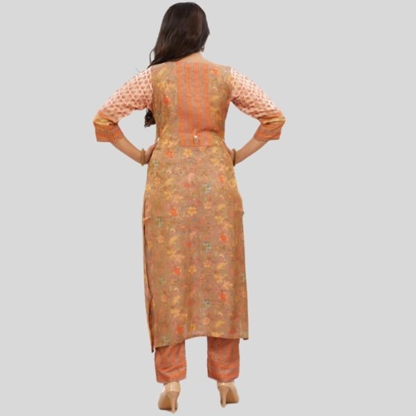 Peach Tissue Silk Kurti Set with Sequence & Beads - Image 2