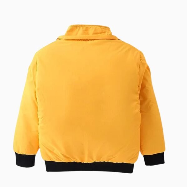 Pine Kids Full Sleeves Solid Color With Explore Printed Medium Winter Hooded Jacket - Yellow - Image 2