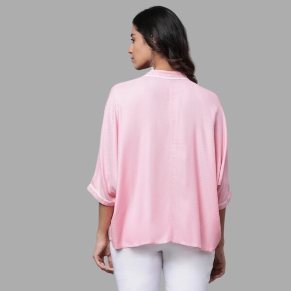 Pink Loose Fit Top with Lace Detailing - Image 2