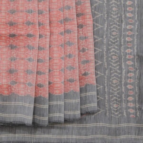 Pochampally Ikat Linen-Silk Onion Pink Saree