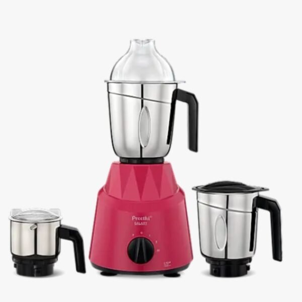 Preethi Galaxy Mixer Grinder 750 Watt with 3 Jars, 5 Yr Motor Warranty (Pink)