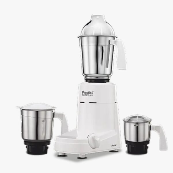 Preethi Popular Mixer Grinder 750 Watt with 3 Jars, 5 Year Warranty (White)