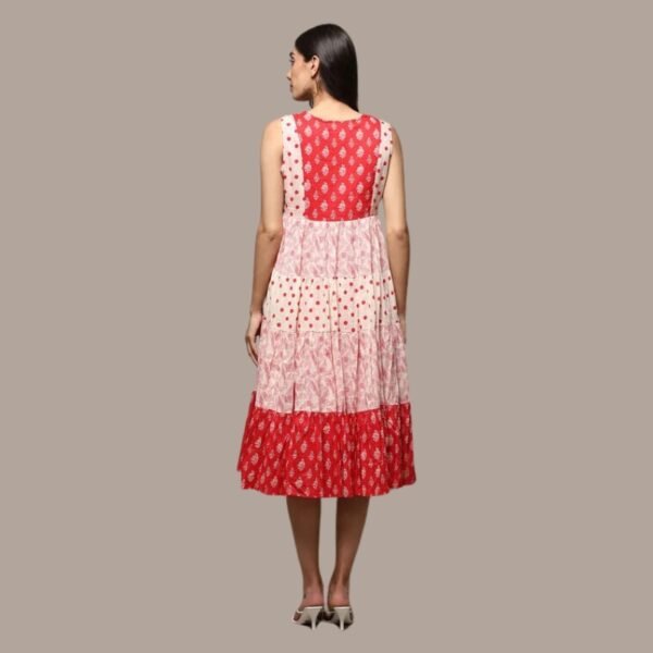 Red Cotton Tiered Dress - Image 2