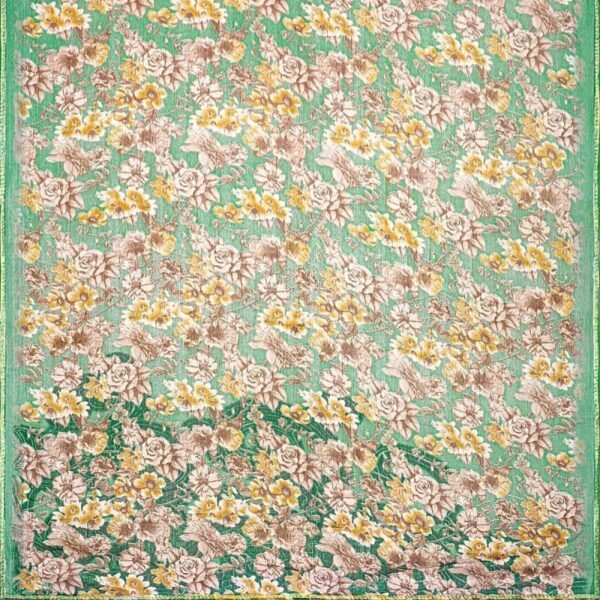 SEA GREEN and MULTI FLORALS CHIFFON Saree with FANCY - Image 3