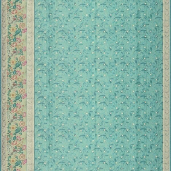 SKY BLUE and GOLD BUTTIS GLASS KORA Saree with BANARASI FANCY - Image 3