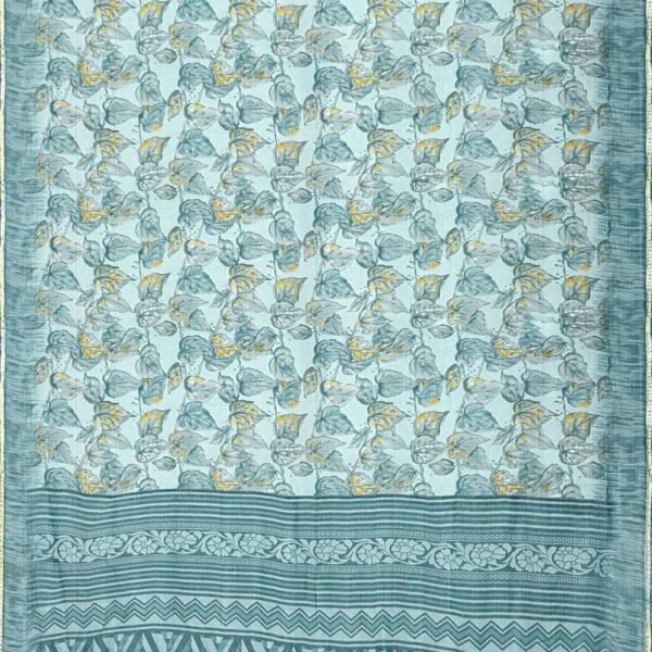 SLATE GREY and MULTI LEAF PRINT CHIFFON Saree with FANCY - Image 3