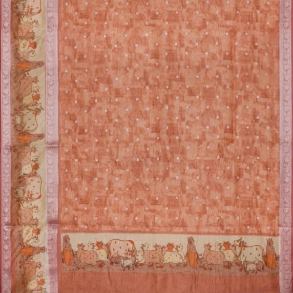 BRICK and GOLD BUTTIS GLASS KORA Saree with BANARASI FANCY - Image 3