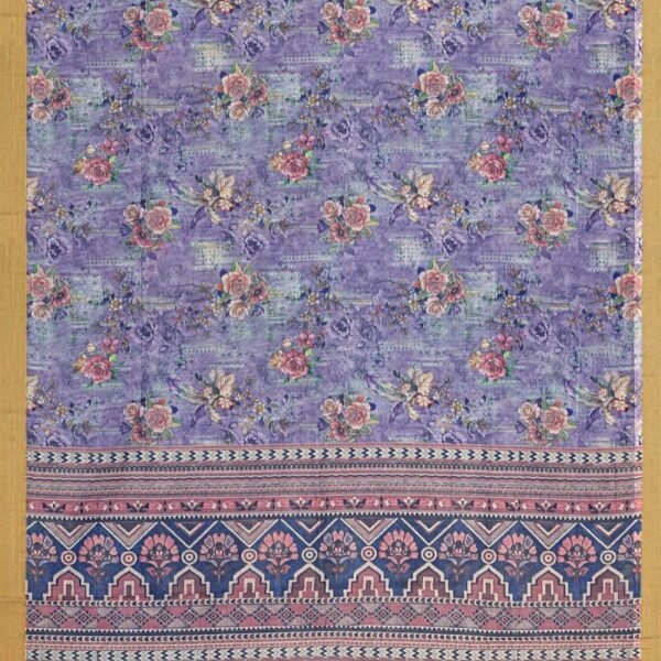 LAVENDER and OLIVE GREEN DIGITAL PRINT SILK Saree with FANCY - Image 3