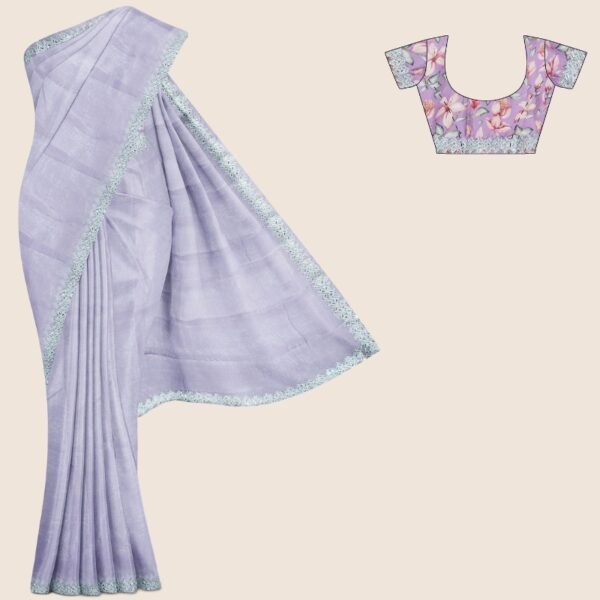 Soft Jimmichoo Lace Border Lavendar Saree