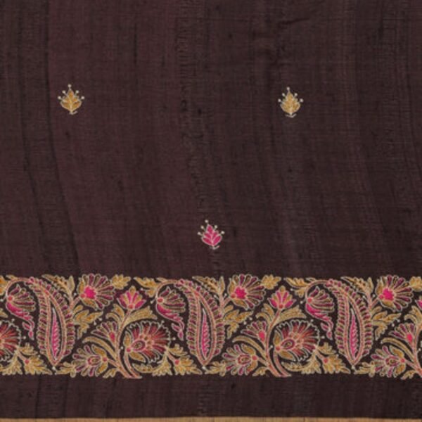 Tussar Silk Coffee Brown Saree - Image 2