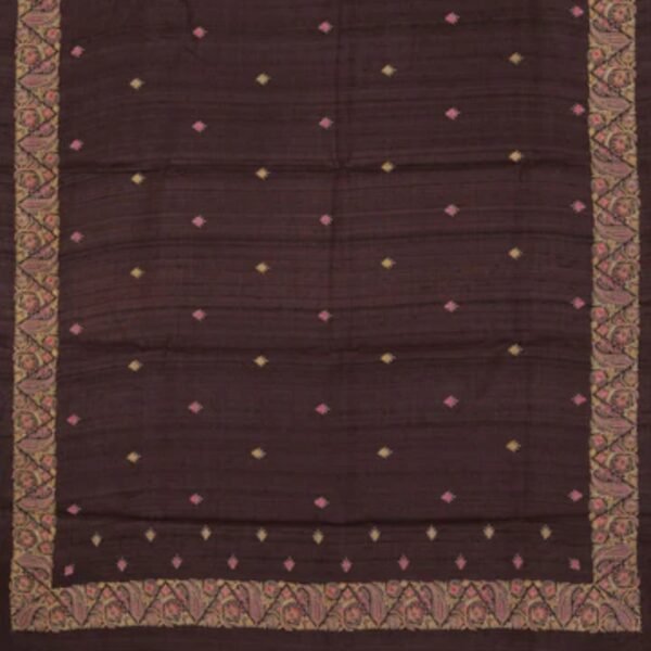 Tussar Silk Coffee Brown Saree - Image 3