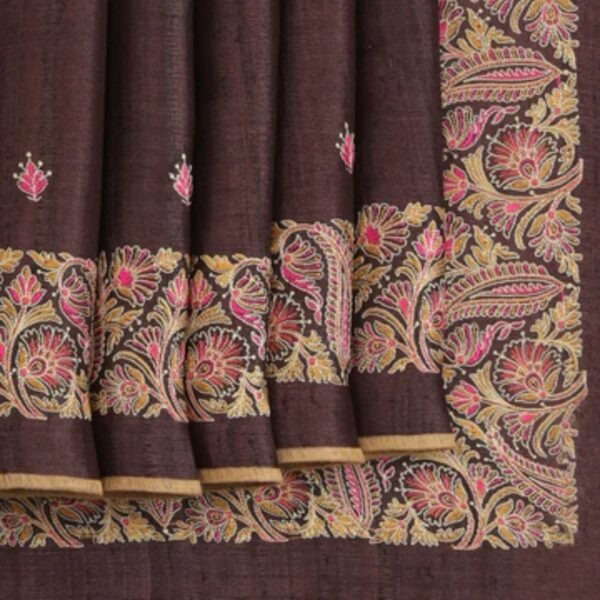 Tussar Silk Coffee Brown Saree