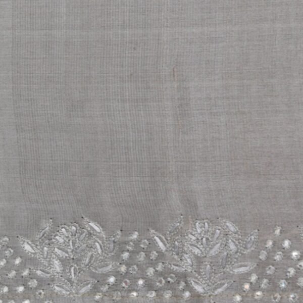 Tussar Silk Pastel Grey Saree - Image 2