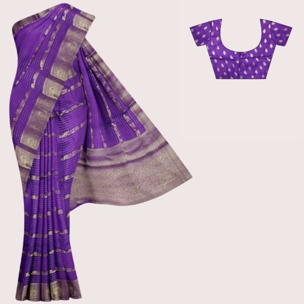 Viscose Georgette Elephant Weaving Style Dark Lavendar