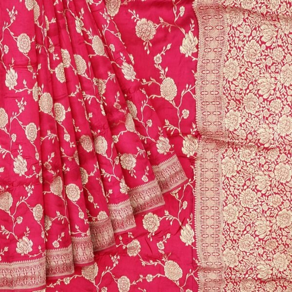 Viscose Georgette Full Zaal Pink Saree - Image 2