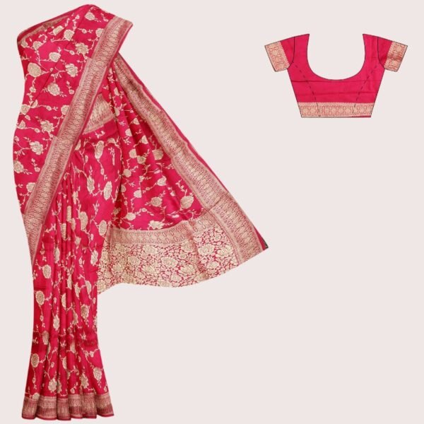 Viscose Georgette Full Zaal Pink Saree