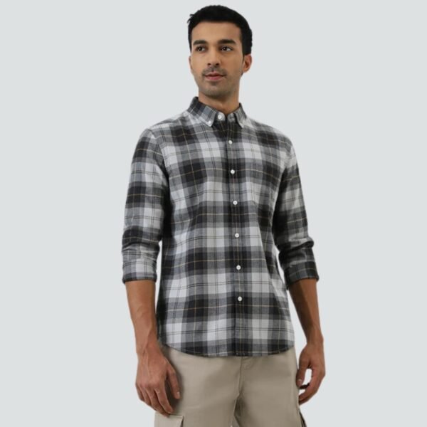 WES Casuals Charcoal Checkered Relaxed-Fit Shirt - Image 2