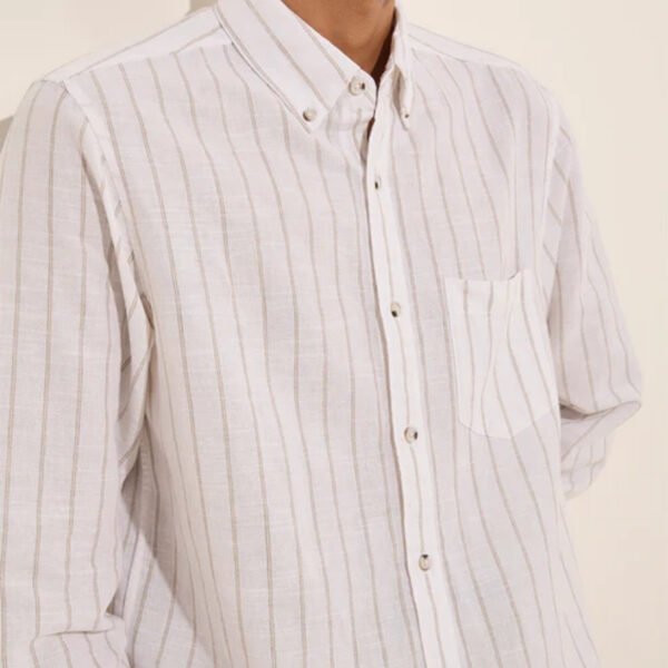 WES Casuals White Striped Relaxed-Fit Cotton Shirt - Image 2