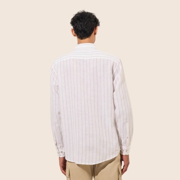 WES Casuals White Striped Relaxed-Fit Cotton Shirt - Image 3