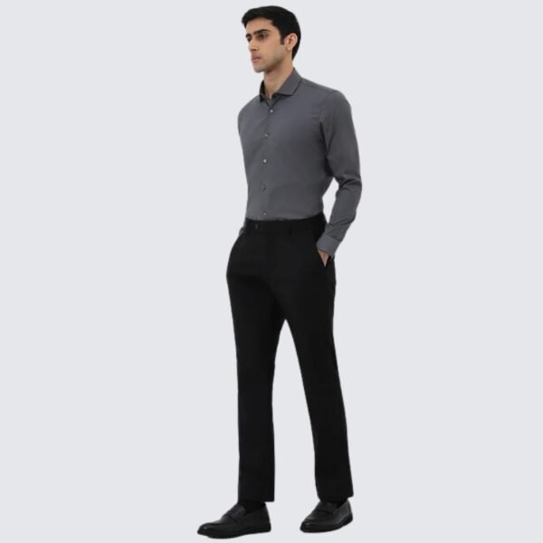 WES Formals Dark Grey Ultra Slim-Fit Cotton Blend Shirt