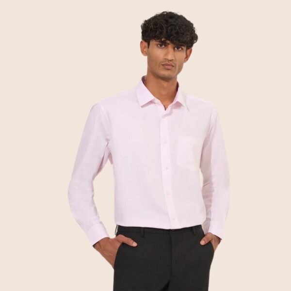 WES Formals Light Pink Relaxed-Fit Cotton Shirt - Image 2