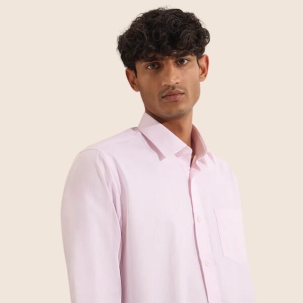 WES Formals Light Pink Relaxed-Fit Cotton Shirt - Image 3