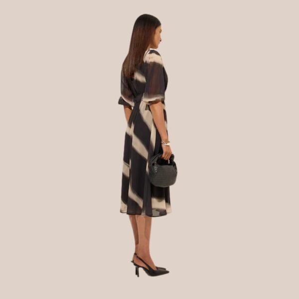 Wardrobe Black Printed A-Line Belted Dress - Image 4