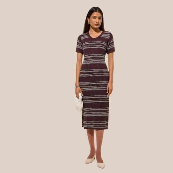 Wardrobe Brown Ribbed Bodycon Dress