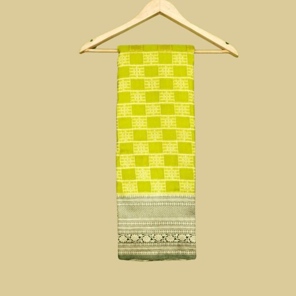 Warm Silk Checks Light LeafGreen And BottleGreen Saree