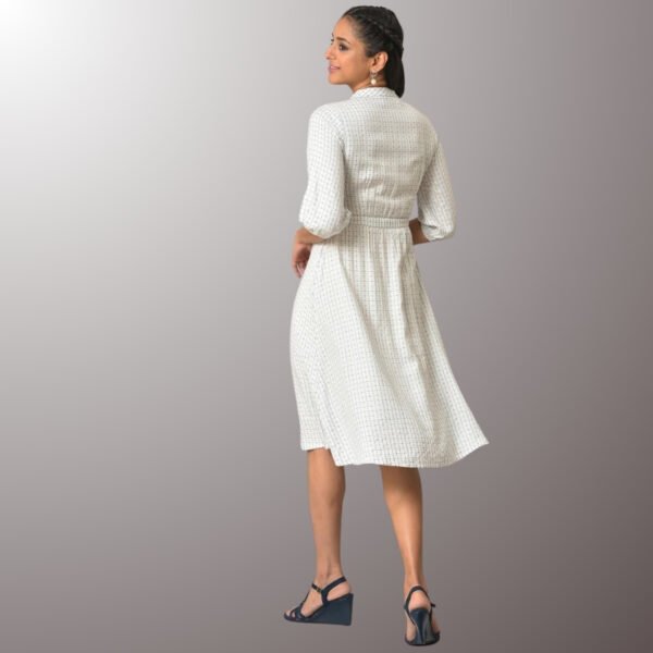 White A-Line Shirt Collar Dress - Image 3